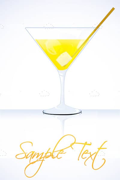 Yellow Cocktail in Martini Glass with Sample Text
